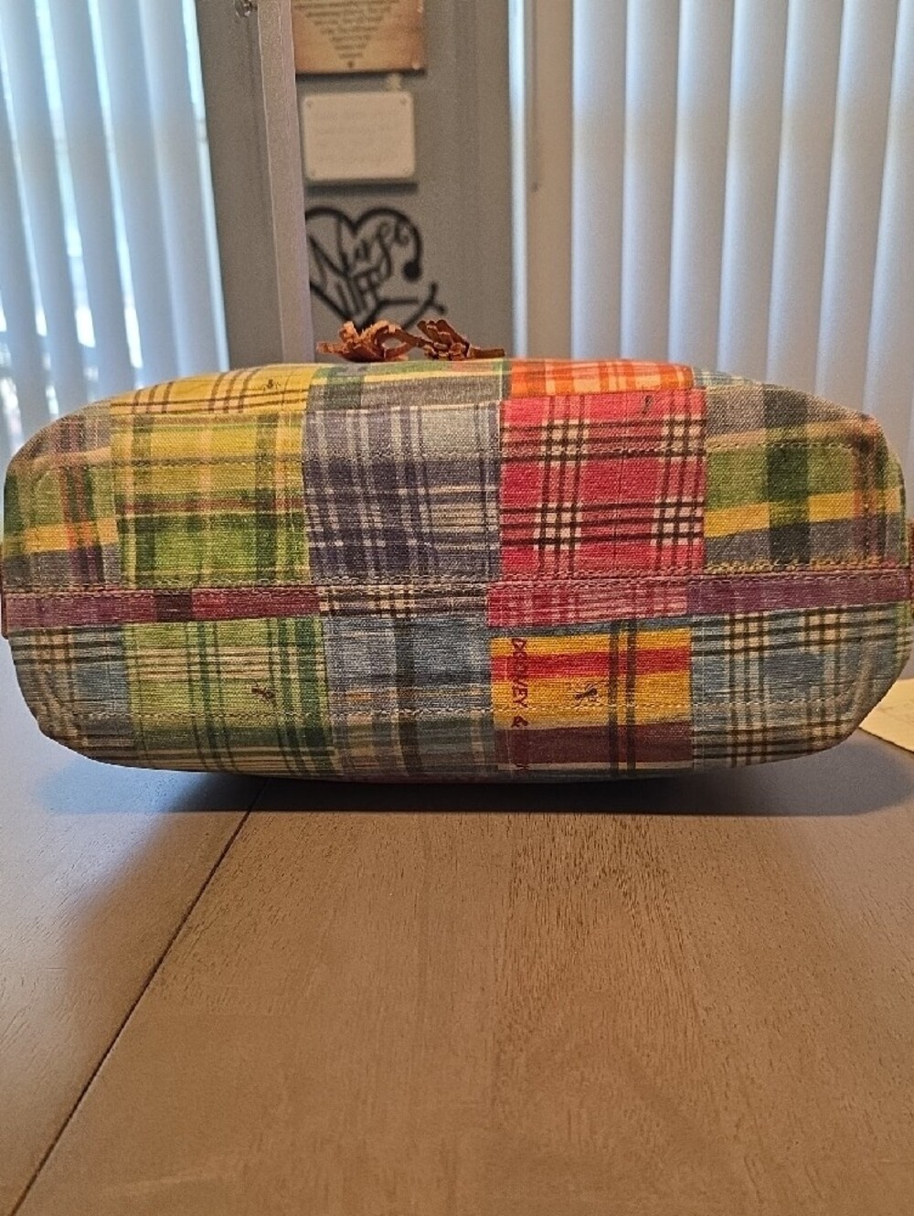 Doone & Bourke Madras Plaid Patchwork "Ant Picnic" Satchel & Card Case - Picture 7 of 13
